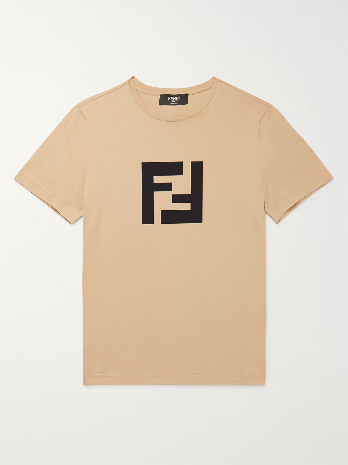 Fendi Slim-fit Logo-appliquéd Cotton-jersey T-shirt In Neutrals