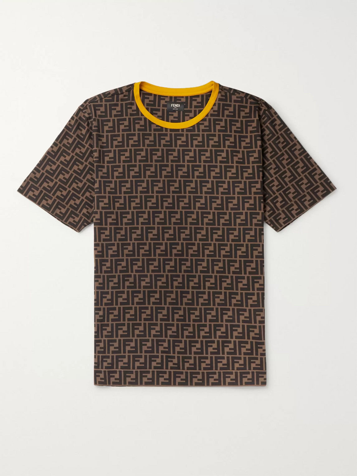 Fendi Logo-print Cotton-jersey T-shirt In Brown