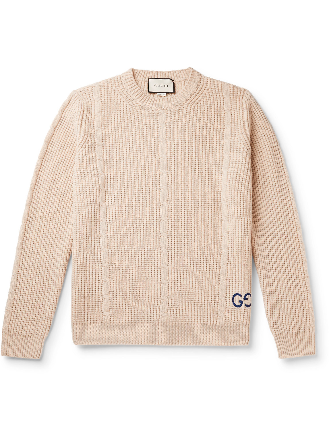 Logo-Embroidered Cable-Knit Wool-Blend Sweater