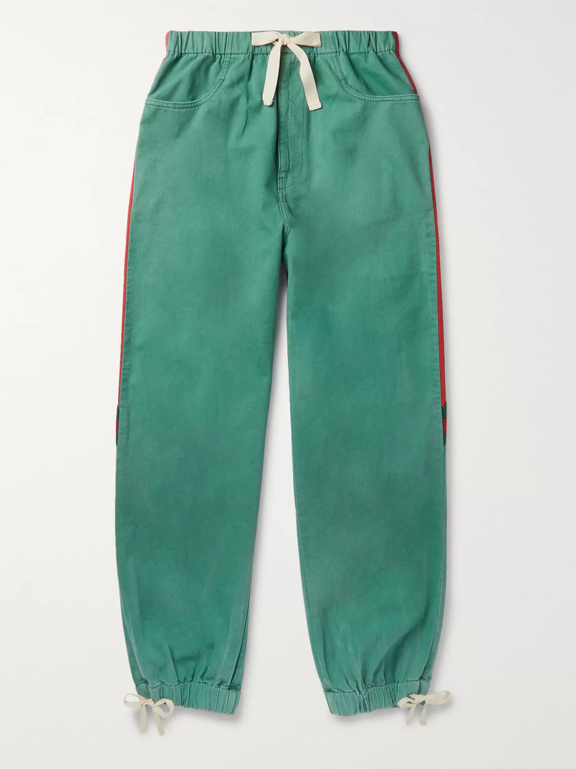 Gucci Webbing-trimmed Shell And Washed-cotton Track Pants In Green