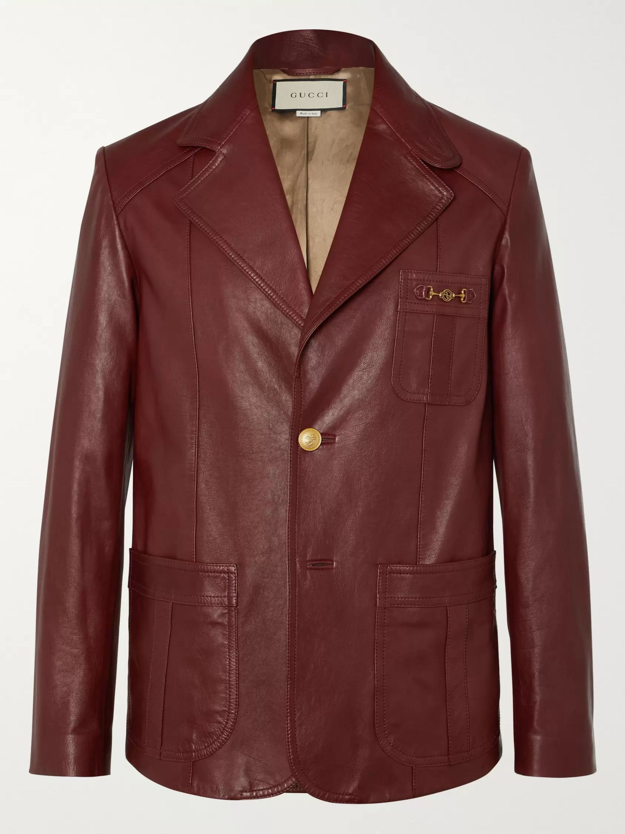 gucci leather blazer