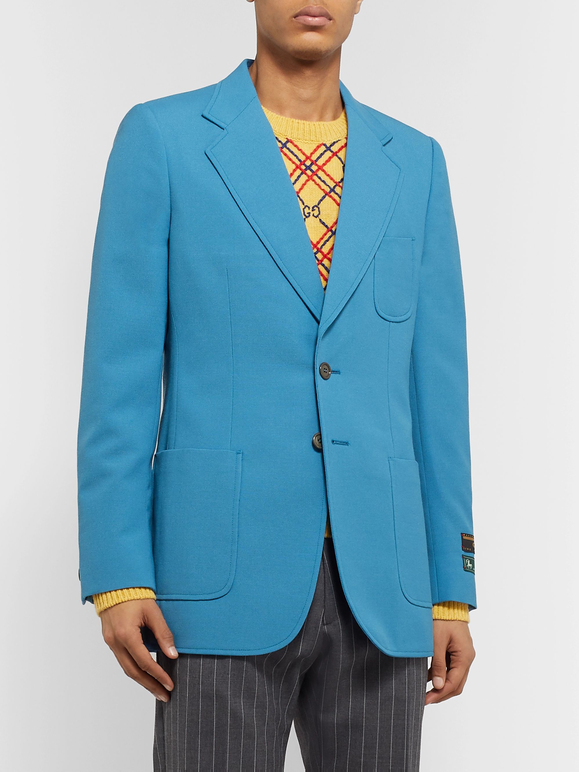 Blue Blue Wool-Blend Canvas Blazer | Gucci | MR PORTER