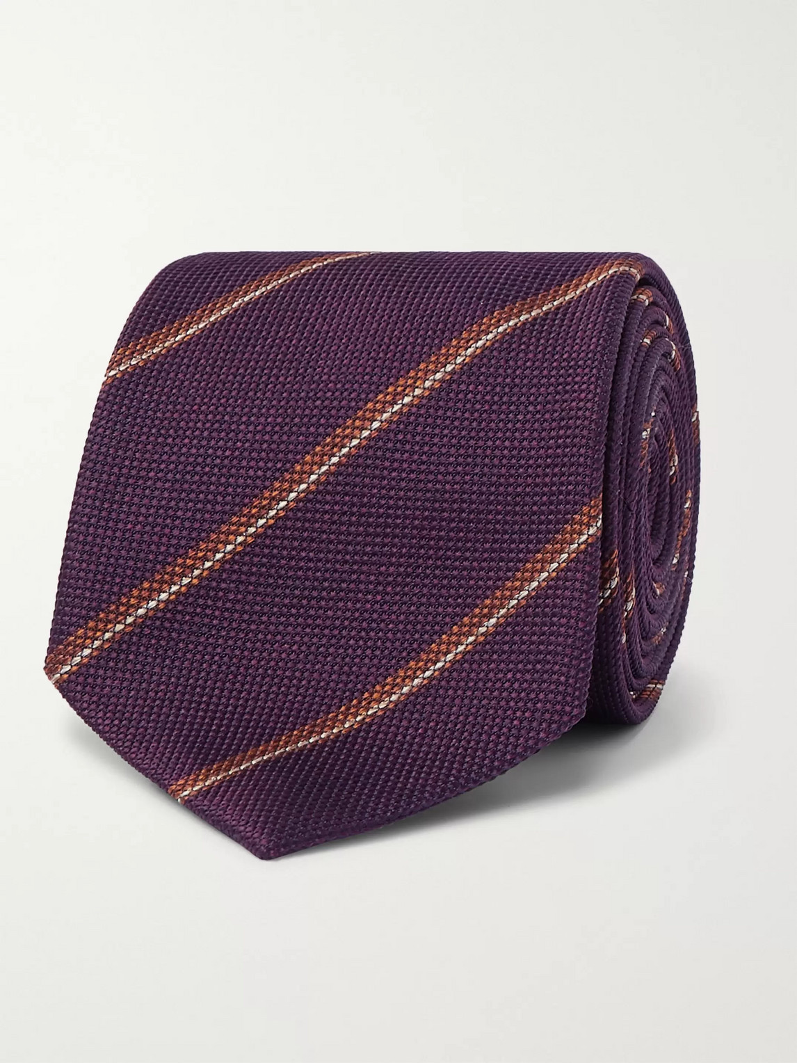 Brioni 8cm Striped Silk-jacquard Tie In Burgundy
