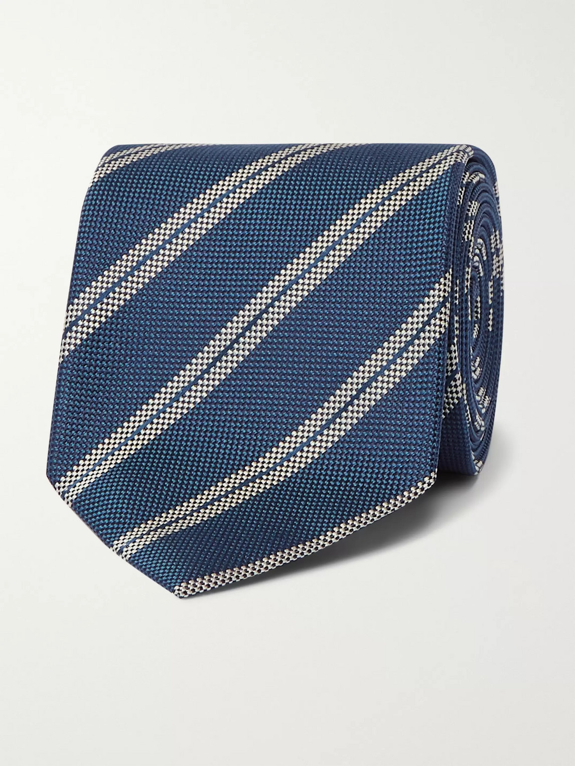 Brioni 8cm Striped Silk-jacquard Tie In Blue