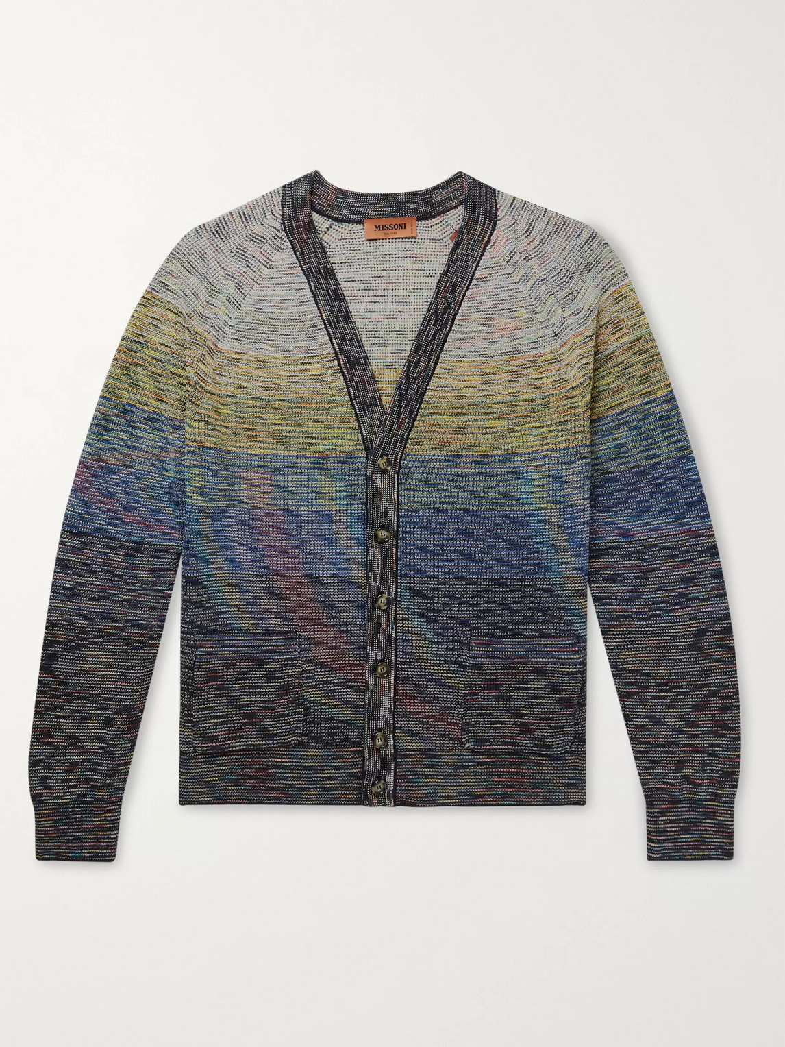 Missoni Space-dyed Linen-blend Cardigan In Blue