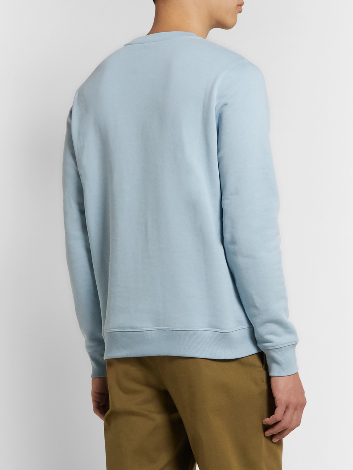 Shop Loewe Logo-embroidered Loopback Cotton-jersey Sweatshirt In Blue