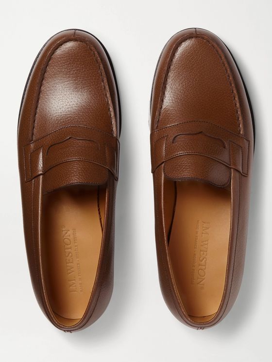 Brown 180 Moccasin Grained-Leather Loafers | J.M. Weston | MR PORTER