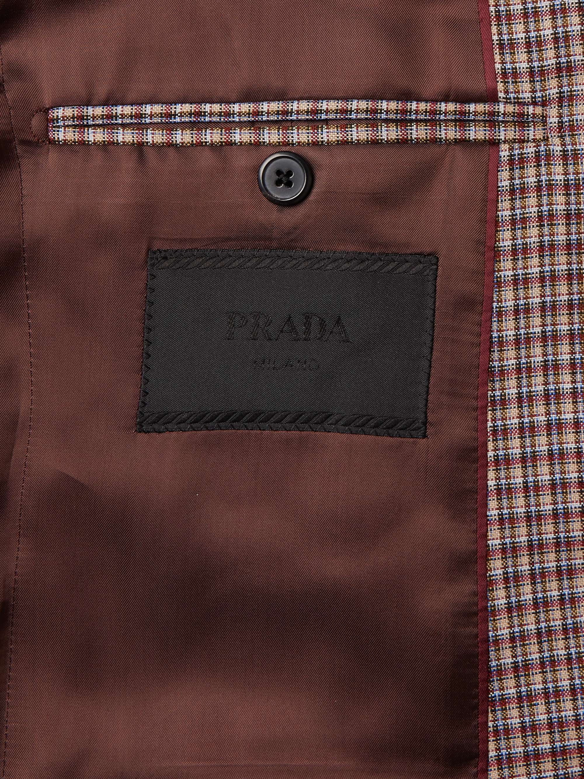 PRADA Slim-Fit Micro-Checked Virgin Wool Blazer