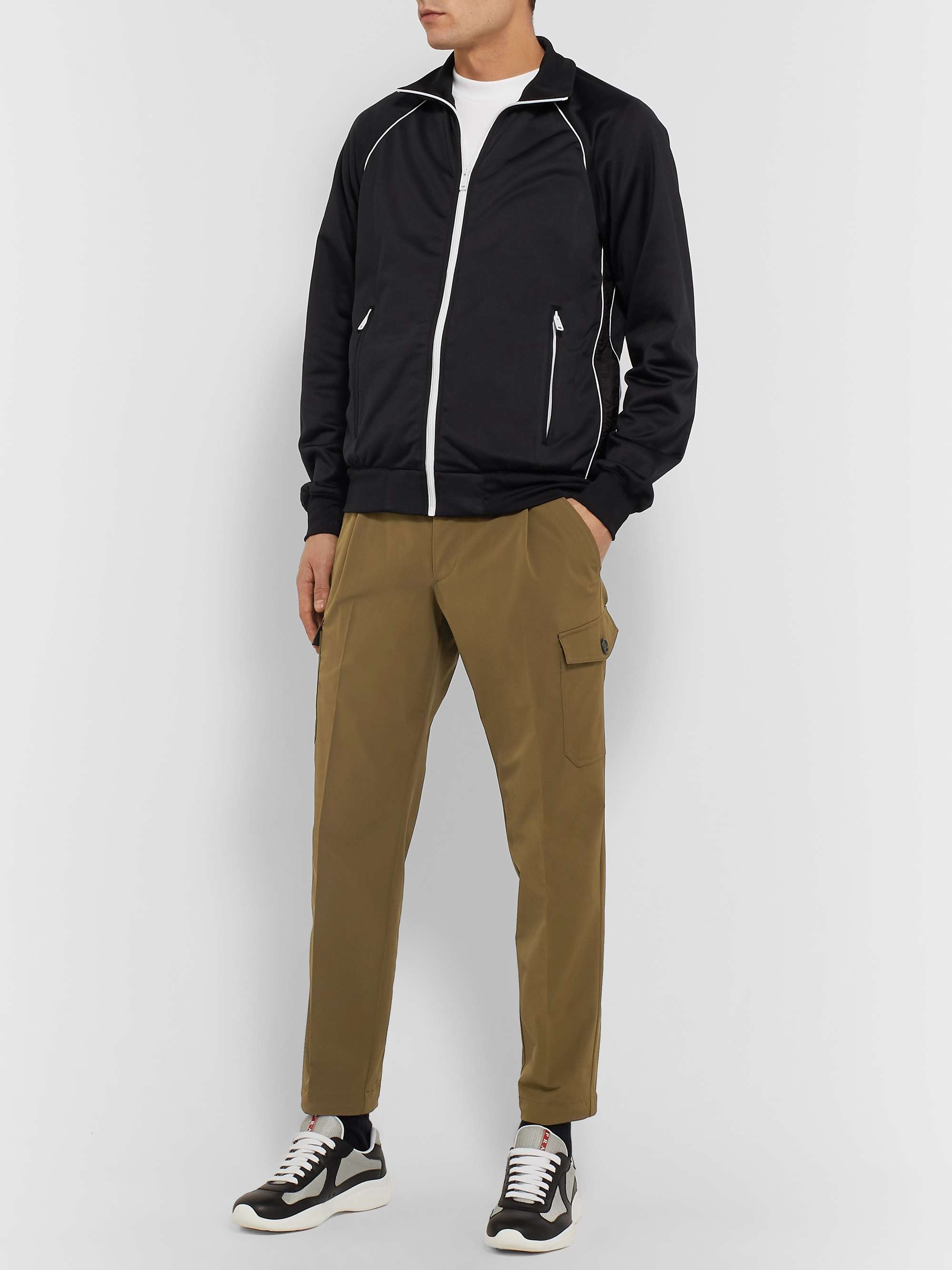 PRADA Slim-Fit Tapered Pleated Tech-Twill Cargo Trousers