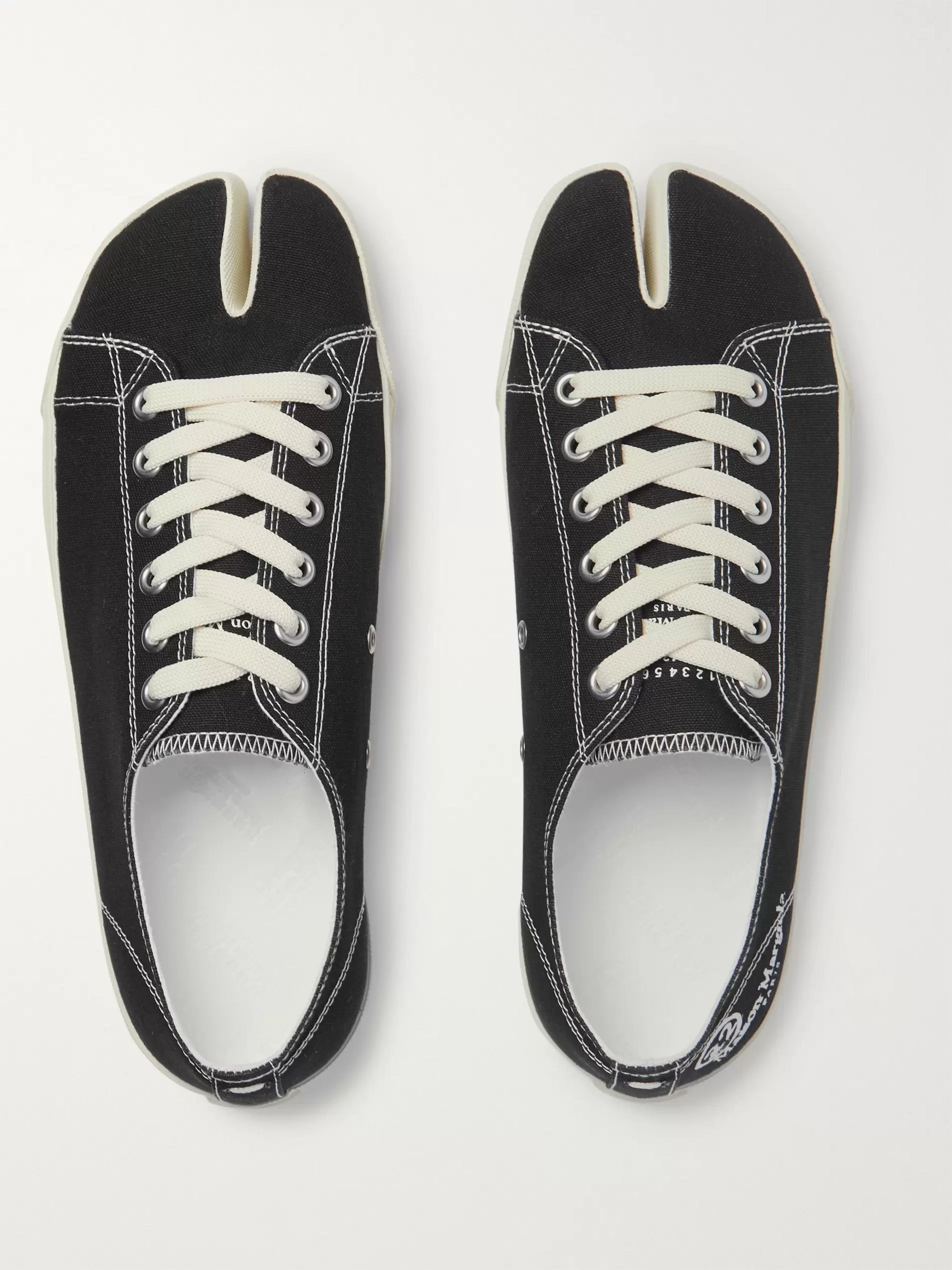 Black Tabi Split-Toe Cotton-Canvas Sneakers | Maison Margiela | MR PORTER