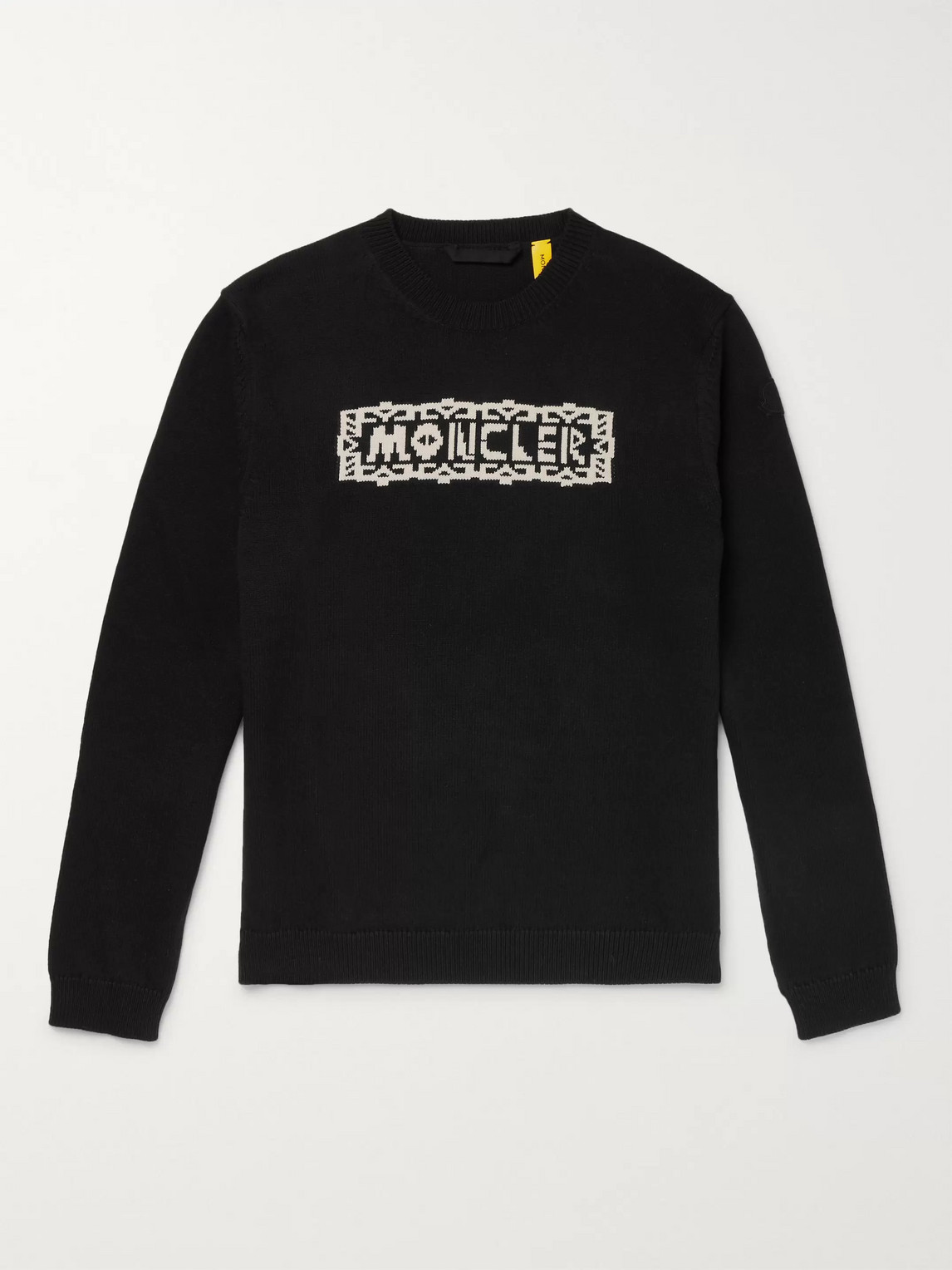Moncler Genius Logo-intarsia Cotton-blend Sweater In Black