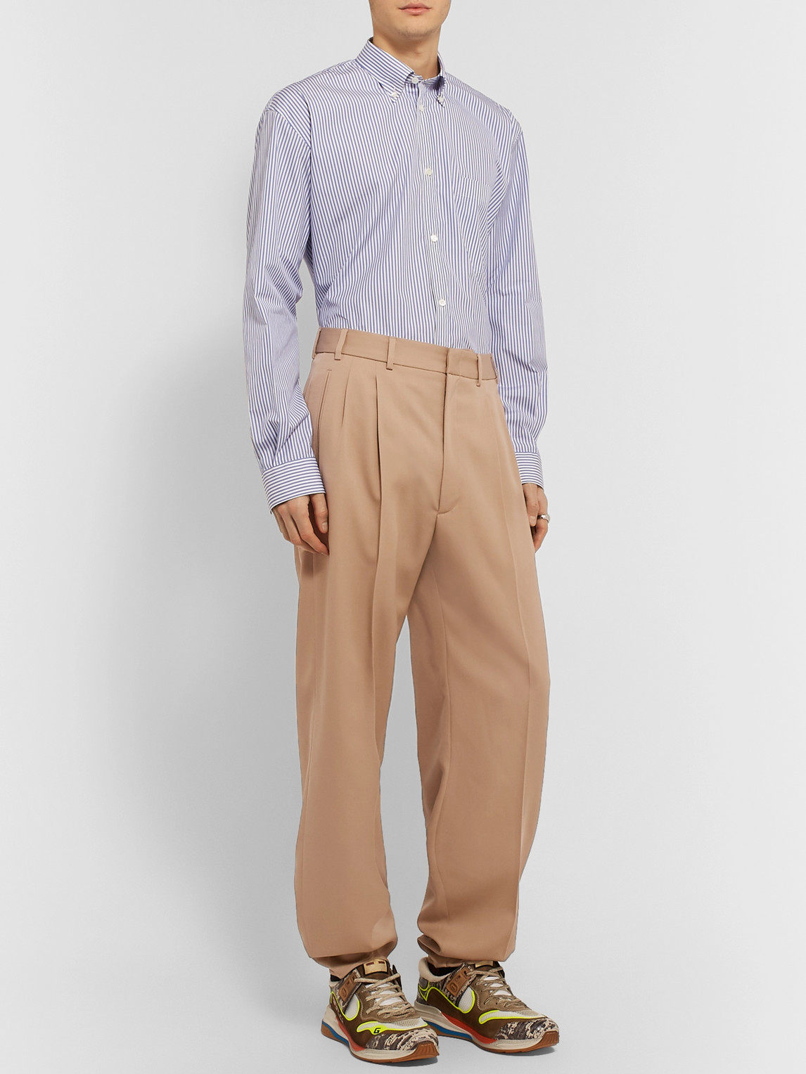GUCCI TAPERED PLEATED WOOL-TWILL TROUSERS