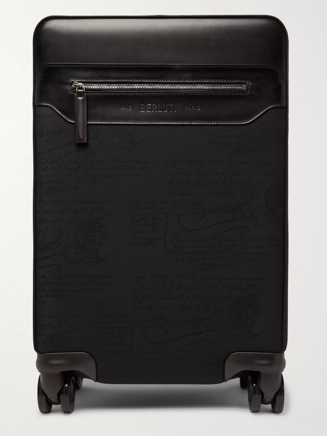 BERLUTI FORMULA 1004 SCRITTO NYLON AND LEATHER CARRY-ON SUITCASE