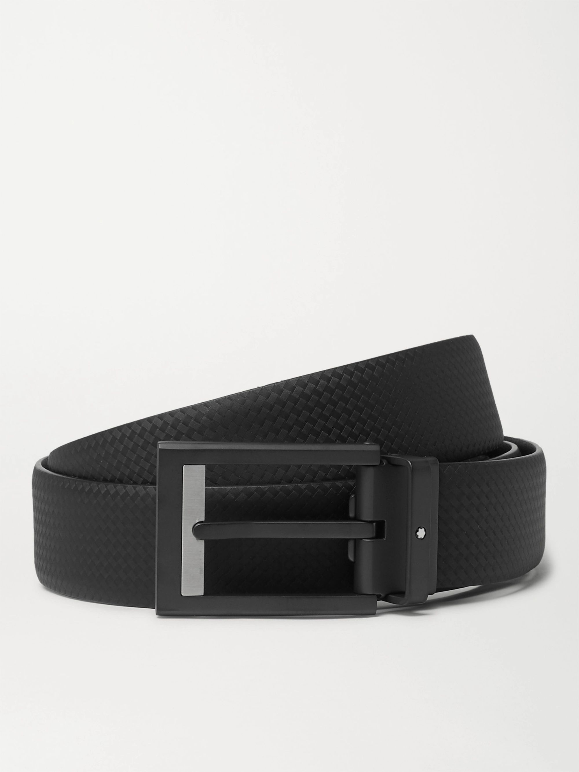 몽블랑 벨트 Montblanc 3cm Black Textured-Leather Belt