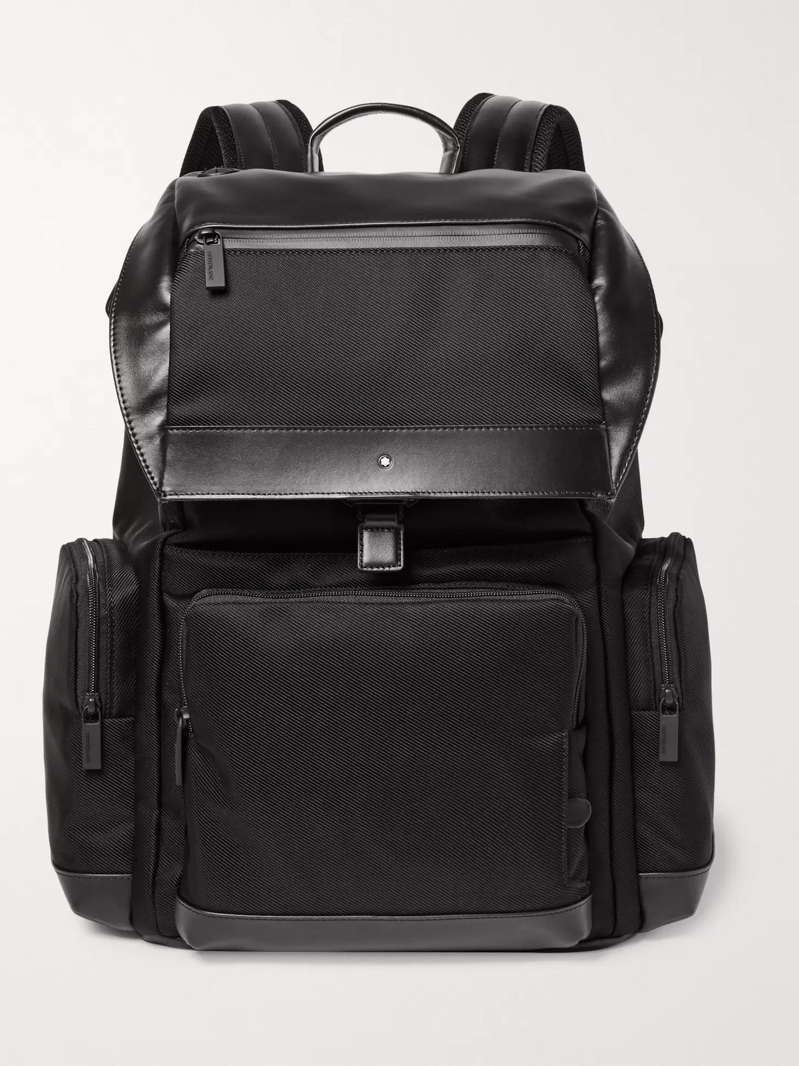 MONTBLANC NIGHTFLIGHT LEATHER-TRIMMED CANVAS BACKPACK