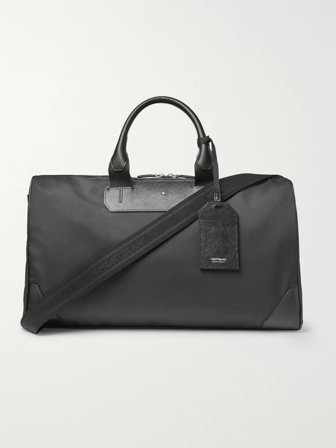 MONTBLANC SARTORIAL JET CROSS-GRAIN LEATHER-TRIMMED SHELL DUFFLE BAG